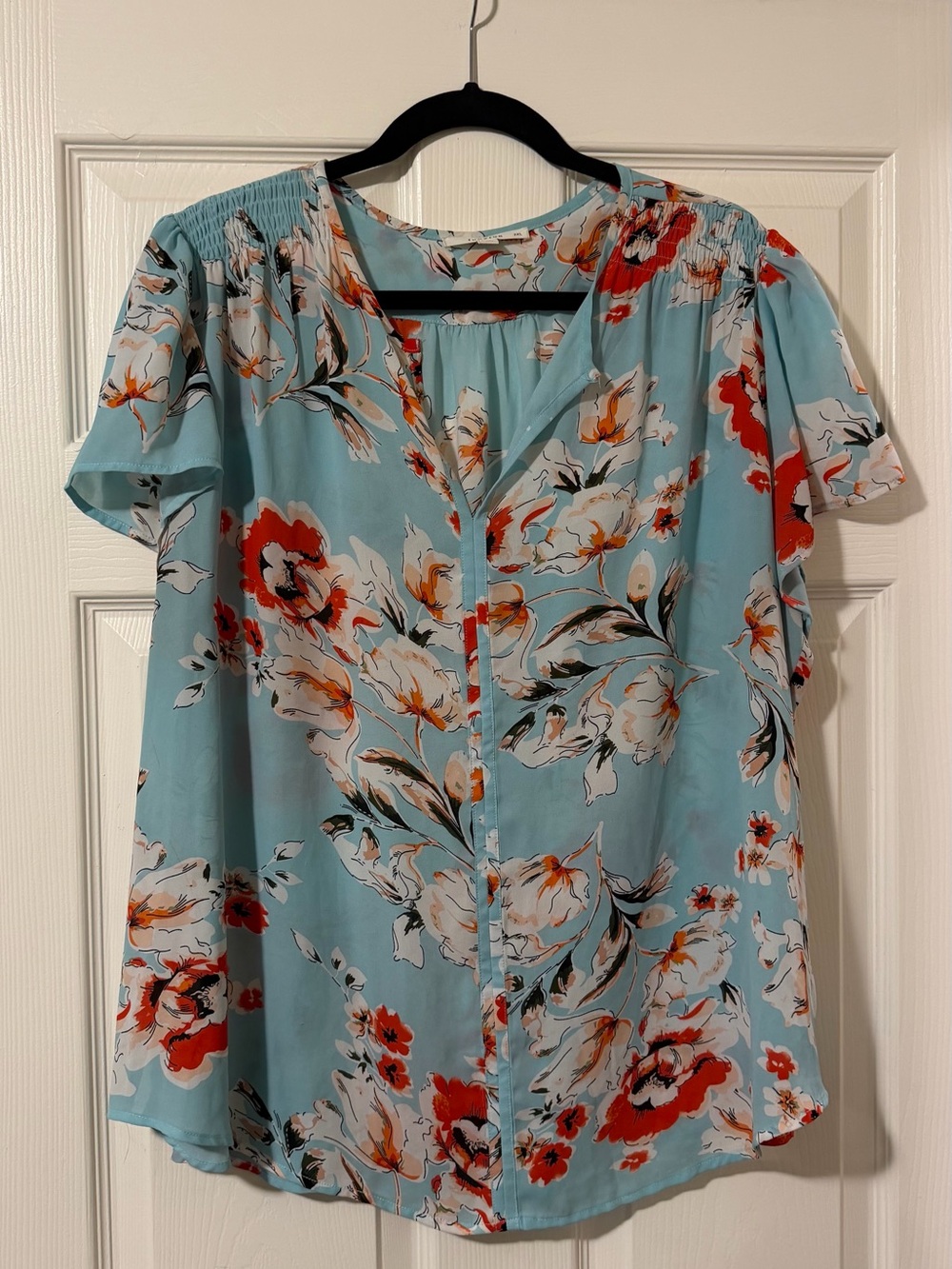 Women's Light Blue Floral Blouse